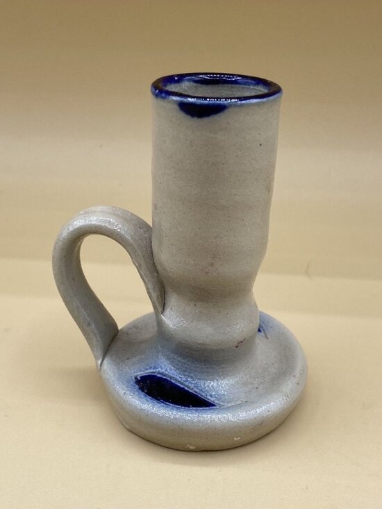 WILLIAMSBURG Other - Williamsburg Pottery Salt Glazed Cobalt Blue Leaf Candle Holder Single 3 3/4”
